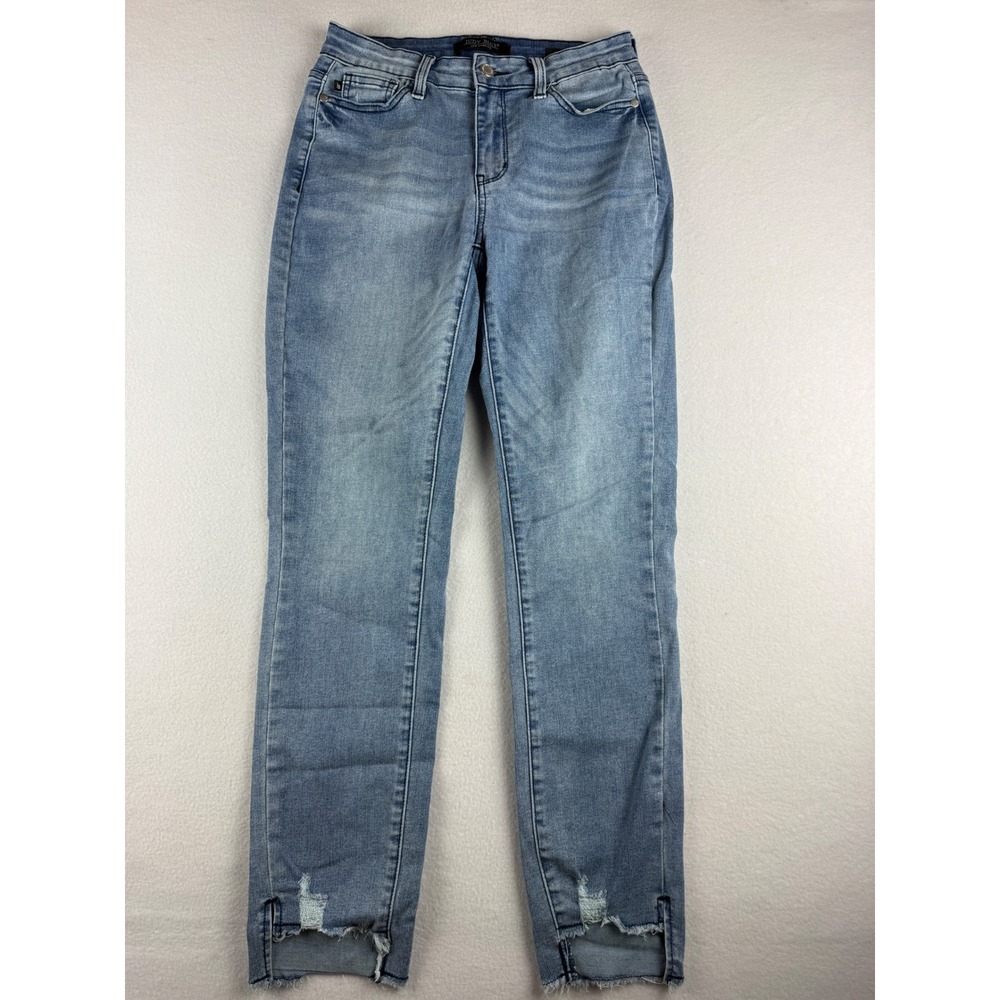 Judy Blue Los Angeles Relaxed Fit High Rise Step Hem Distressed Jeans Size 5/27